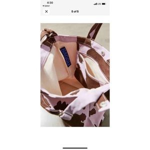 Baggu Classic Canvas Duck Tote Bag Lavender Brown Cow Print